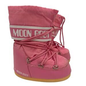 Moon Boot Girls Pink Icon Logo Nylon Snow Boots Size 10 - 12.5